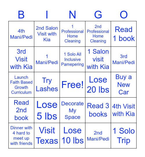 Tameka's New Year's Bingo Card