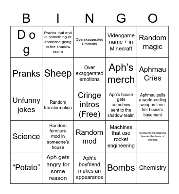 Aphmau bingo Card