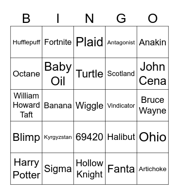 Infinitecraft Bigno Bingo Card