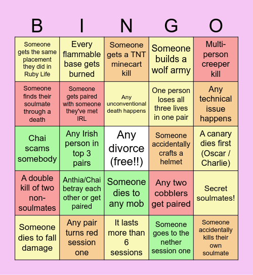 Sunstone Life Bingo !! Bingo Card