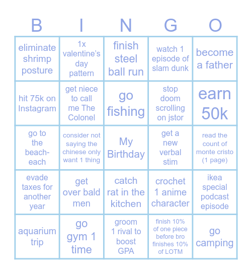 2025 Bingo Card