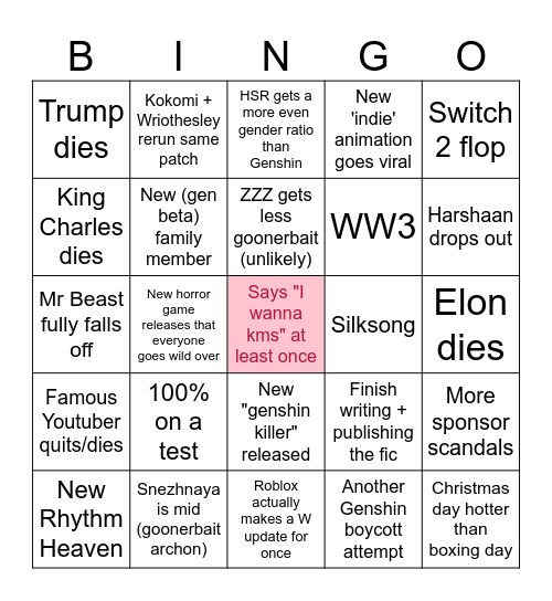 2025 Bingo Card