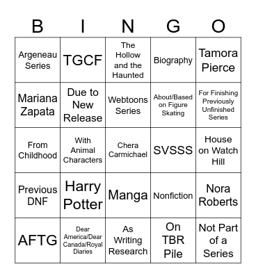Books Reread Bingo Card