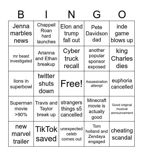 2025 bingo Card