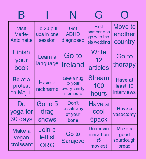 2025 Bingo for funsies Bingo Card