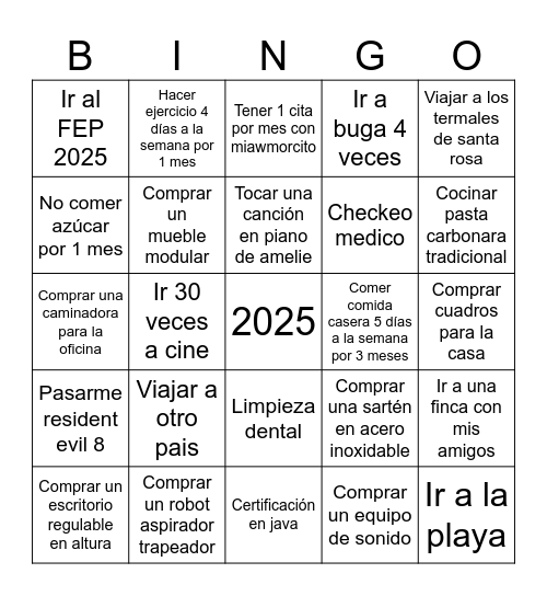 2025 bingo Card