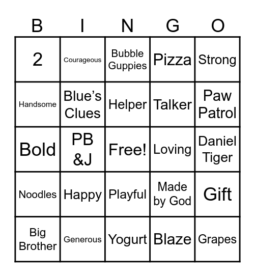 Test Bingo Card