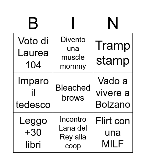 BINGO 2025 Bingo Card
