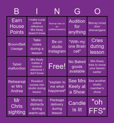 KPC Voice Studio Bingo Card