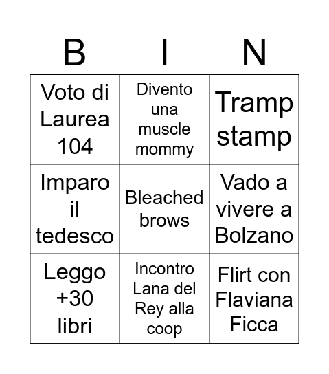 BINGO 2025 Bingo Card