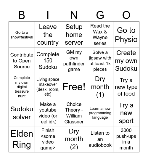 Jay 2025 Bingo Card