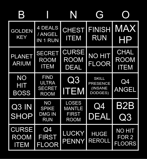 ISAAC BINGO GOOD EDITION Bingo Card