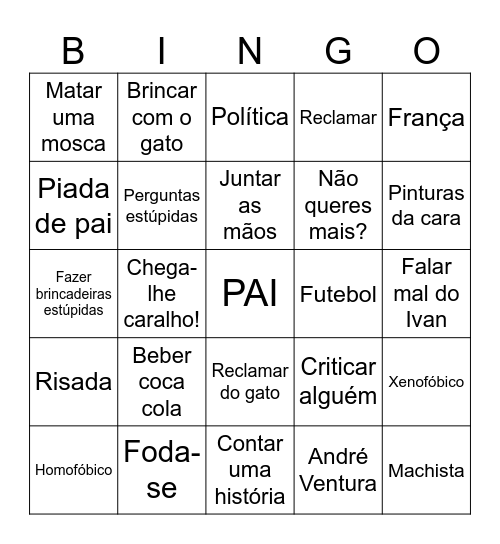 Pai Bingo Card