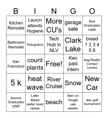 2025 Bingo Card
