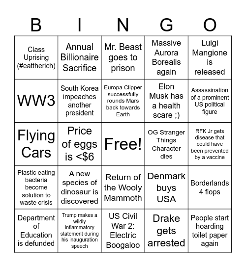 2025 Bingo Card