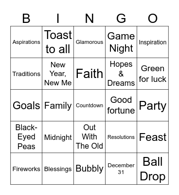 NYE BINGO Card