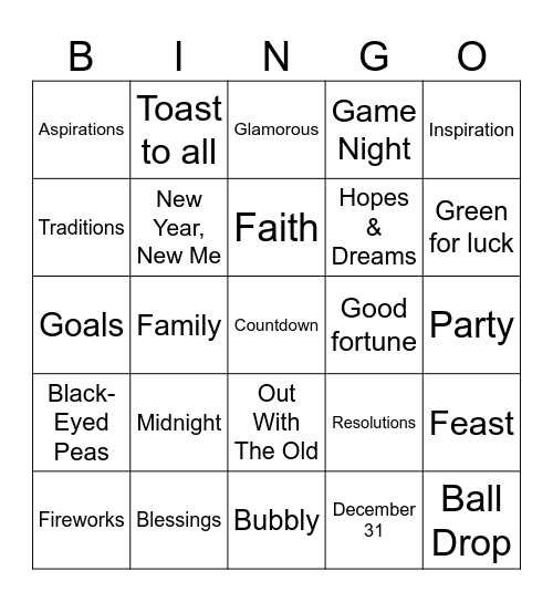 NYE BINGO Card