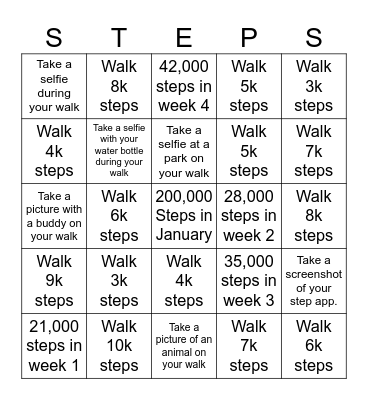 Gryphon's Steps Challenge 1/2025 Bingo Card