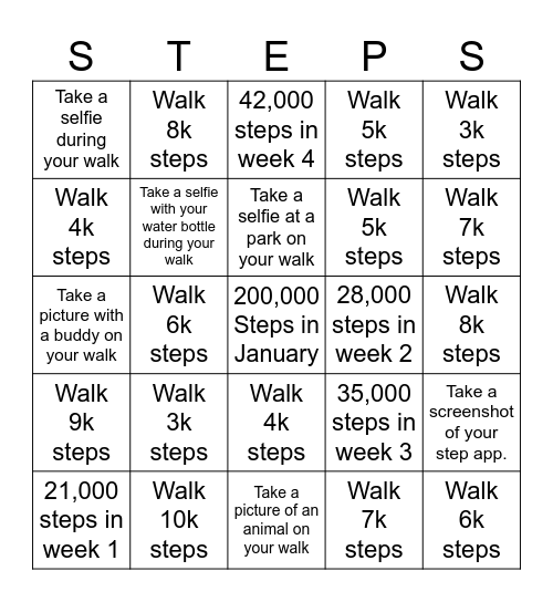 Gryphon's Steps Challenge 1/2025 Bingo Card