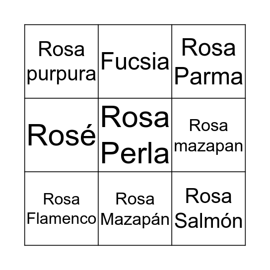 Rosa Bingo Card