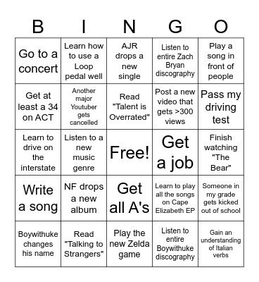 2025 Bingo Card Bingo Card