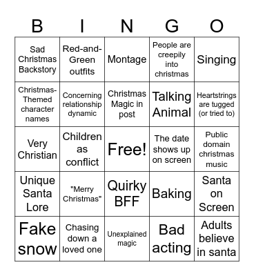 Watching Christmas Movies Bingo Card