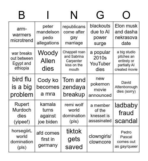 2025 Bingo Card