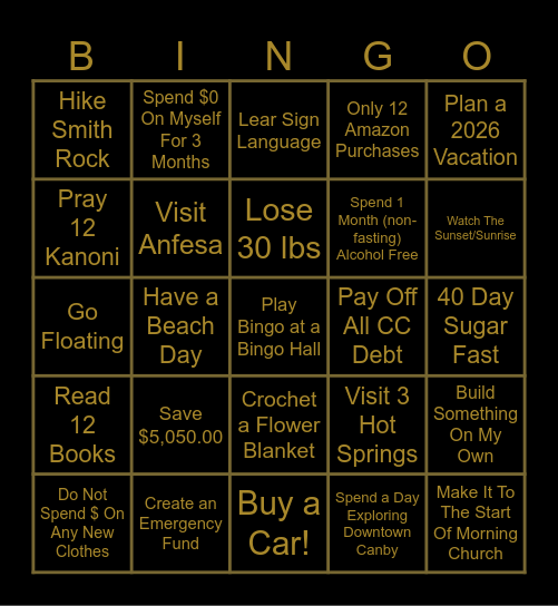 2025 Bingo Card
