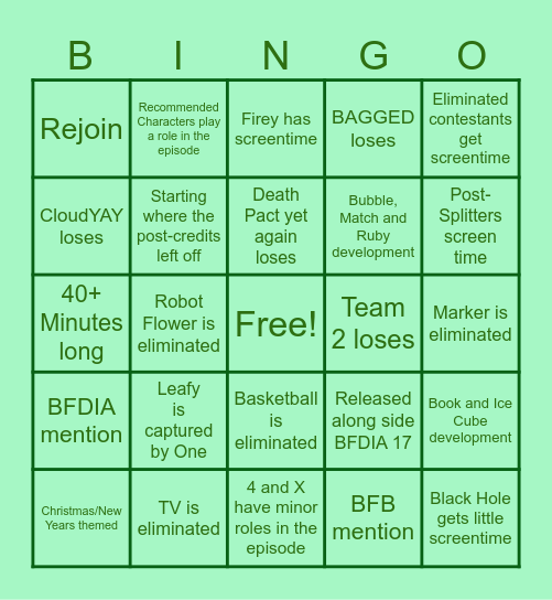 TPOT 15 Bingo Card