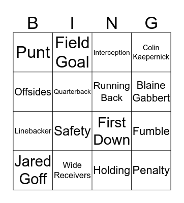 Rams vs 49ers MARCUS' MARVELOUS MEERKATS Bingo Card
