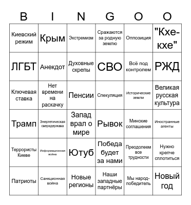 Путин-бинго 2024 December Edition Bingo Card