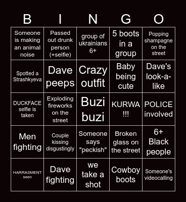 Diana's New Year BINGO Card