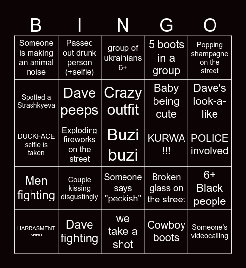 Diana's New Year BINGO Card