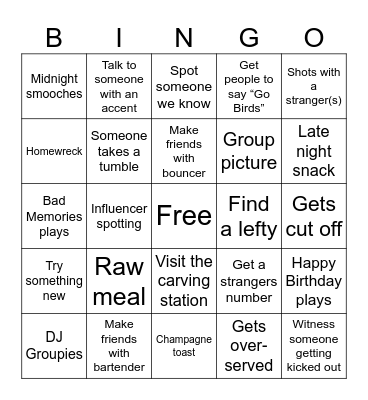 NEW YEARS EVE 2024 💋 GODSPEED Bingo Card