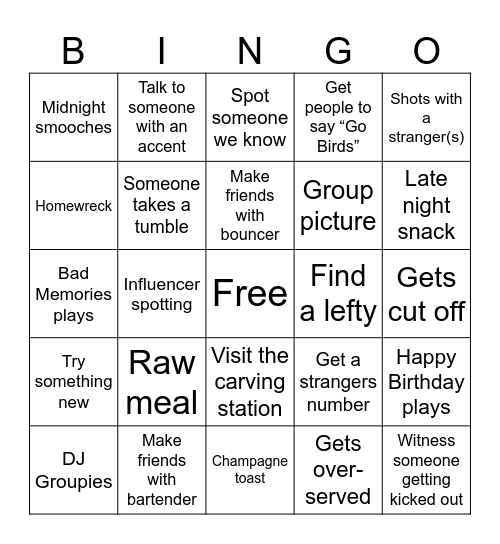 NEW YEARS EVE 2024 💋 GODSPEED Bingo Card