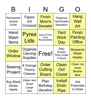 January Bingo Card
