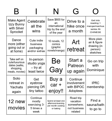 Cam 2025 Bingo Card