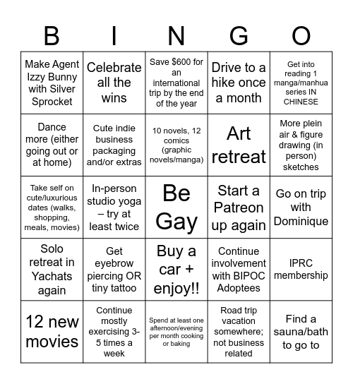 Cam 2025 Bingo Card