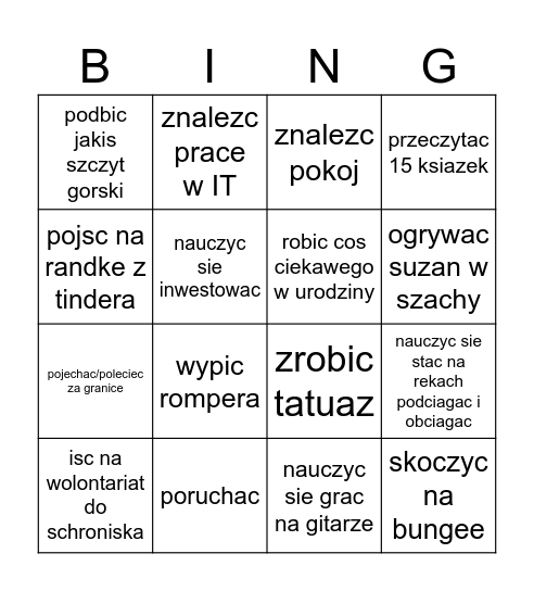 moze moj 2025 Bingo Card