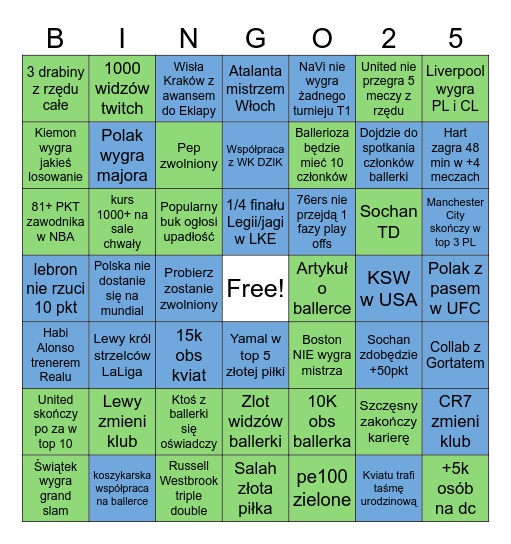 BALLERIOZA 2025 Bingo Card