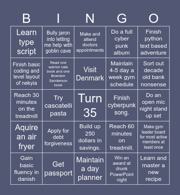 SNAILS NEW YEARS BINGO Card