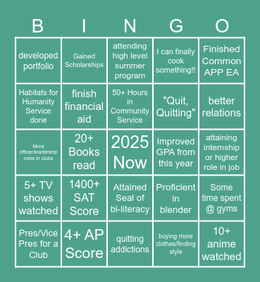 2025 Bingo Board Bingo Card