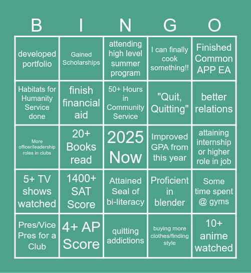 2025 Bingo Board Bingo Card