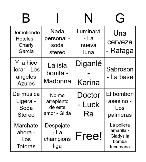 New Eyer's Eve Bingo Card