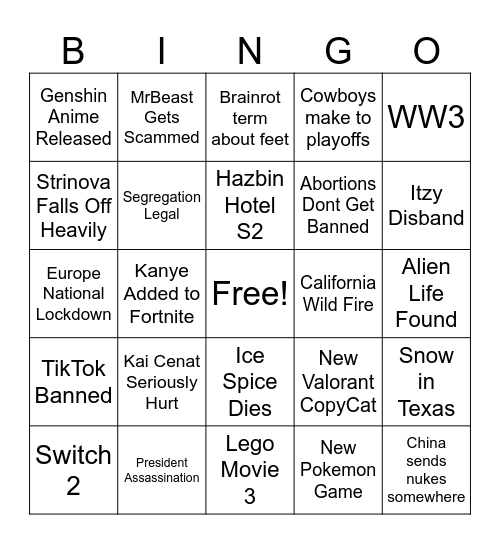 2025 BINGO Card