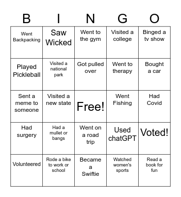 What Did You Do In 2024?? Bingo Card