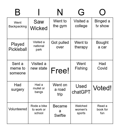 What Did You Do In 2024?? Bingo Card