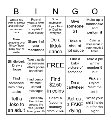 2024 New Year Bingo Card