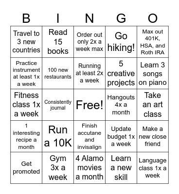 cami’s 2025 Bingo Card
