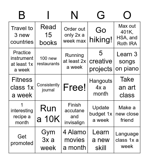 cami’s 2025 Bingo Card